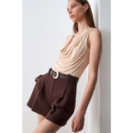 Mouwloze Cowl Neck Jersey Blouse