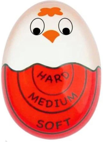 DW4Trading Eierwekker Verkleurende Egg timer rood - Makkelijk eieren koken - 6x4.5x3 cm - Kunststof