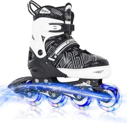 Verstelbare inline skates voor jongens met oplichtende wielen - zwarte roller voor beginners
