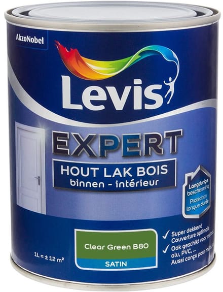 Levis - Expert Hout Lak Binnen Satin Mix - Clear Green B80 - Mengverf - 1 L