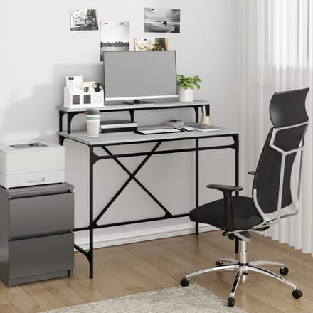 vidaXL - Bureau - 100x50x90 - cm - bewerkt - hout - en - ijzer - grijs - sonoma - eiken