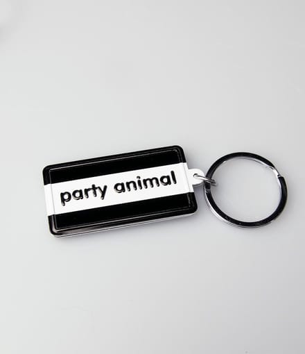 Paper Dreams Sleutelhanger Party Animal 13,5 X 4,5 Cm Zwart/wit