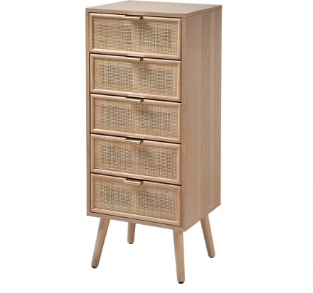 CALICOSY - Natuurlijk rotan dressoir bestaande uit 5 lades 42x37x101cm