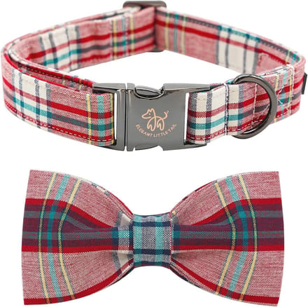 Kerst Hondenhalsband met Strik voor Kleine Honden - Rood Geruit