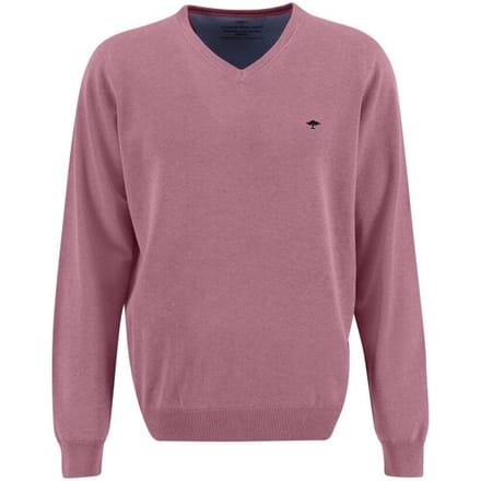 Fynch-Hatton Trui V-Neck Fine Knit Cotton Lila / male