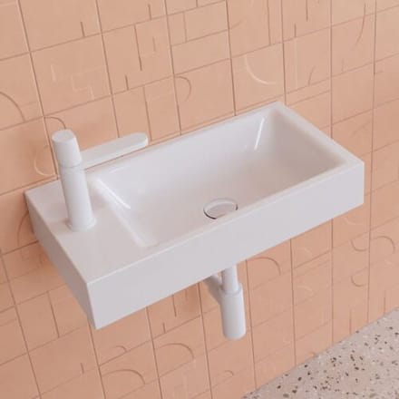 Kaldewei PURO wall-mounted washbasin 3162 with 1 tap hole left, 55 cm 901206393001