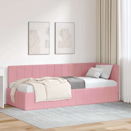 vidaXL - Hoek - Bed - Frame - Roze - 80 - x - 200 - cm - Fluweel