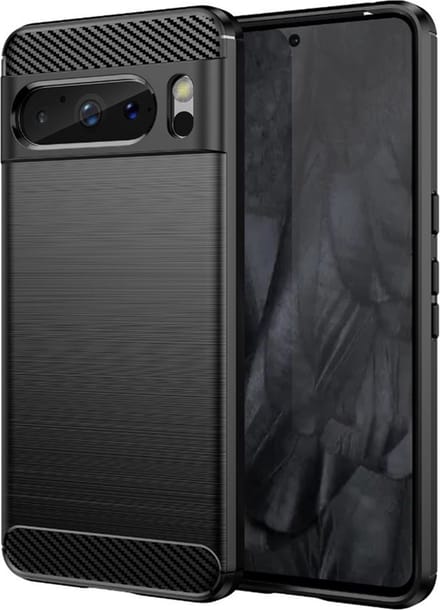 Hoesje geschikt voor Google Pixel 8 Pro - Techsuit Carbon Silicone Back Cover - Zwart