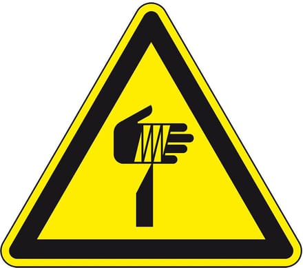 Waarschuwingssticker scherpe punten, ISO 7010, W022 300 mm