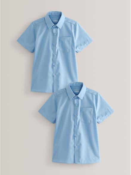 Next - Jongens - Set van 2 schoolshirts met korte mouwen en standaard pasvorm - Blauw