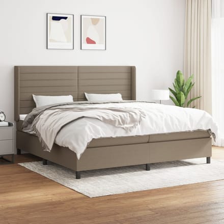 vidaXL - Boxspring - met - matras - stof - taupe - 200x200 - cm