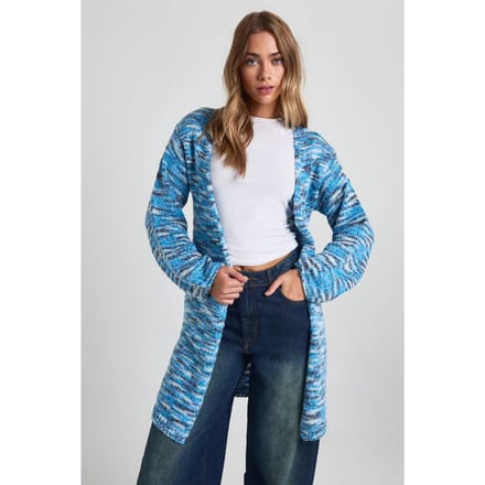 boohoo Dames Chunky Knit Blauw Marl Boxy Oversized Cardigan | Blue | Maat: Small