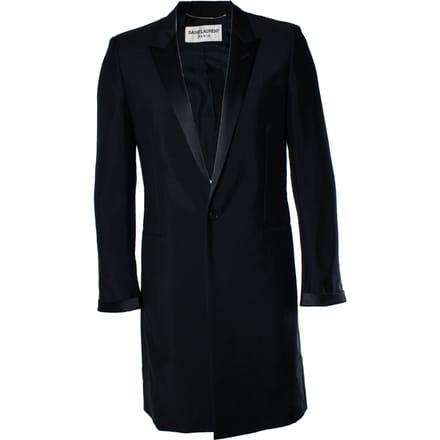 Saint Laurent, zwarte blazerjas met glanzende revers