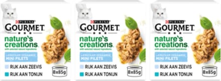 3x Gourmet Nature's Creations - Zeevis in Blik Multipack - Kattenvoer - 8x85g