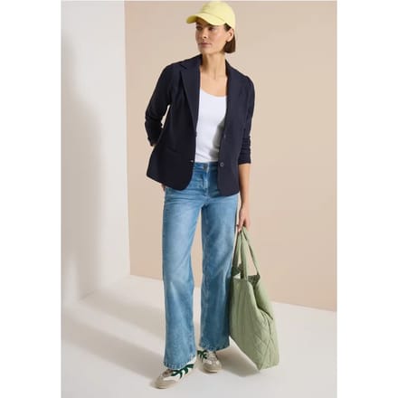 Blazer met structuur in effen kleur