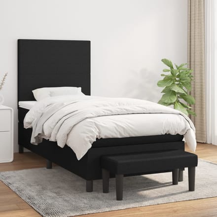 vidaXL - Boxspring - met - matras - stof - zwart - 100x200 - cm