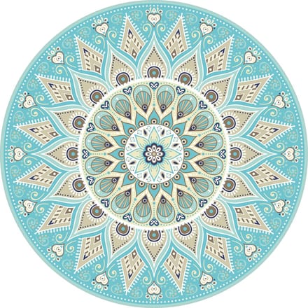 Vinyl | Vloerkleed vinyl rond | Mandala aqua | 170 cm Rond