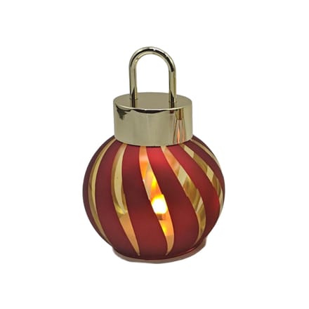 Kerstbal met LED lampjes stripe rood Ø10x15cm