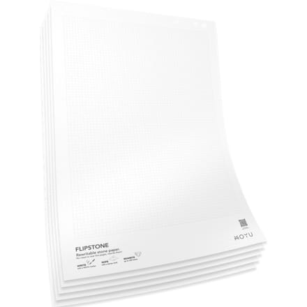 MOYU Uitwisbaar flipoverpapier van steenpapier - Ruitjes & blanco - 65 × 100 cm - 5 vellen