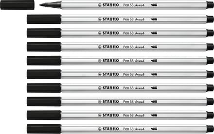 Brushstift STABILO Pen 568/46 zwart - 10 stuks