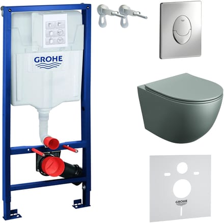 LAVITA complete toiletset SINTOGREY GROHE Solido randloos zilver ren