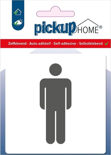 Pickup Heren wit - 90x90 mm Pictogram Route Acryl