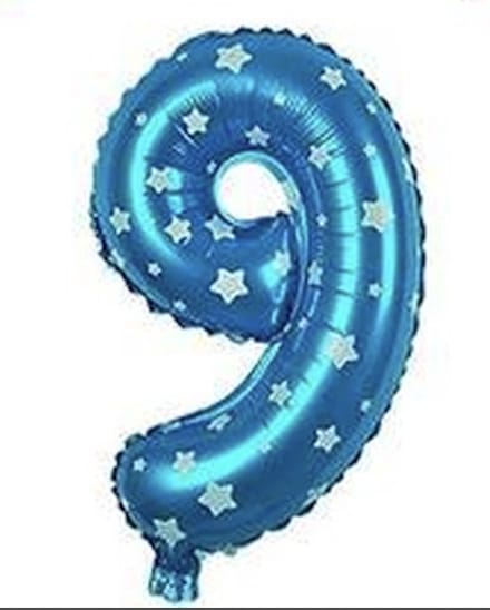 New Age Devi - Cijfer-ballon 9 in blauw met sterren