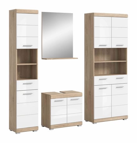 Lambada badkamercombinatie wit hoogglans MDF TZ wit NB - 34x186x191cm