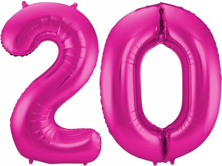 Cijfer ballonnen - Verjaardag versiering 20 jaar - 85 cm - roze