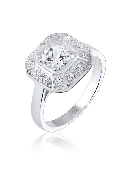 Elli PREMIUM - Ring - Dames Verloving Glamour Topaas in 925 Sterling Zilver - Dames