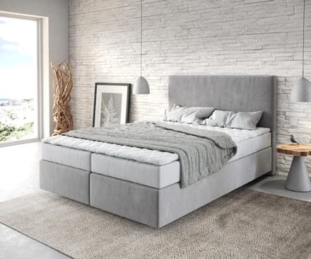 Boxspringbed Dream-Fine microvezel grijs 140x200 met matras en topper