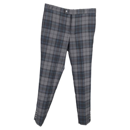 Moncler geruite slim-fit broek met middelhoge taille in grijze wol
