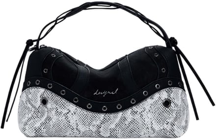 Desigual handtas schoudertas Bergamo Snake Patch Shoulder Bag Black zwart