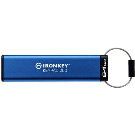 Kingston IronKey Keypad 200 USB-stick Retail 64 GB Blauw IKKP200/64GB USB-A 3.2 Gen 1