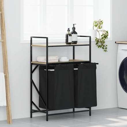 vidaXL - Wasmand - 2 - vakken - met - planken - sonoma - eikenkleurig