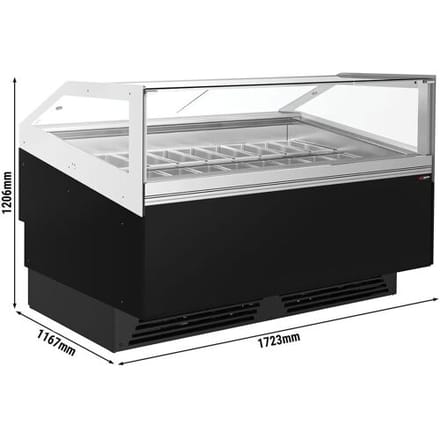 GGM Gastro Eistheke ADAM - 1700mm - Umluft - für 18x 5 Liter oder 12x 7 Liter Eisbehälter - Schwarz