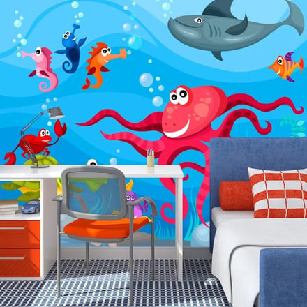 Fotobehang – Behangpapier - Fotobehang - Octopus and shark 300x231 - Artgeist
