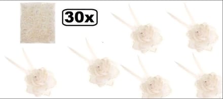 30x Bloem op speld/elastiek wit