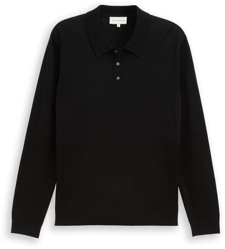Tom Tailor - Gebreide trui met merinowol - Maat M - Black