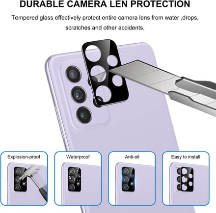 Camera Lens Glass Protector - beschermer Geschikt voor: Samsung Galaxy A73 5G - Zwart