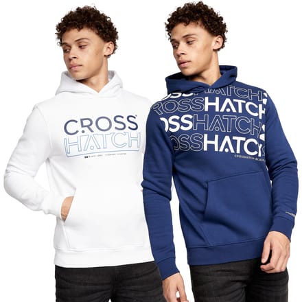 Crosshatch Heren Hensal Hoodie (Set van 2) (Marine / Wit)