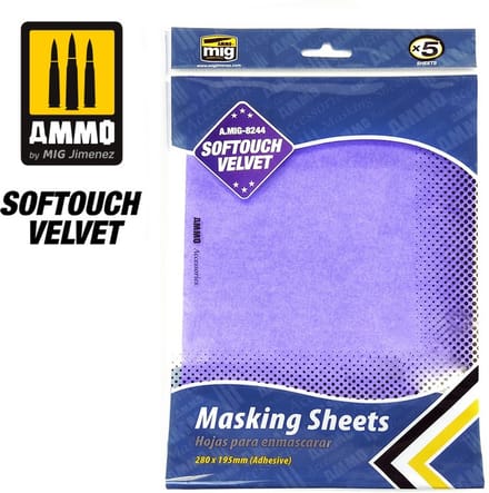 AMMO by Mig Jimenez Tape - MIG 8244 Softouch Velvet Masking Sheets - 5pc - 280x195mm Tape
