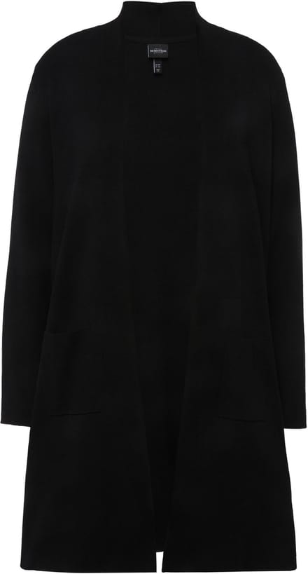 Ulla Popken - Dames - Vest lang open model zacht fijn breisel - Zwart - Maat 54+
