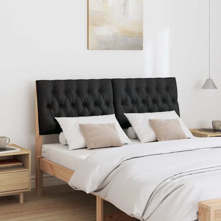 vidaXL - Gestoffeerd - hoofdbord - Zwart - 150 - cm - Massief - grenenhout