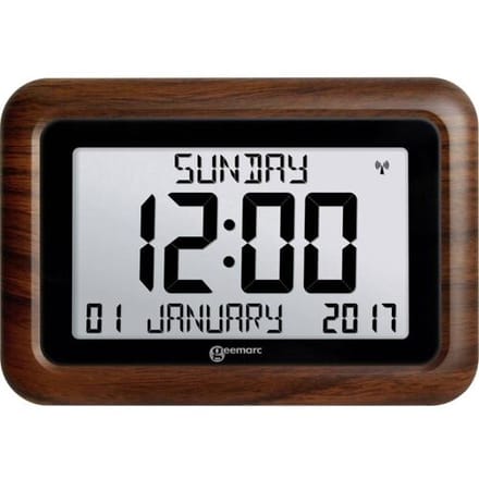 GEEMARC - VISO10 - Digitale kalender klok met dag / datum / tijdweergave - Houtlook