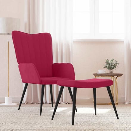 Vidaxl Fauteuil Met Voetenbank, Wijnrood, Bekleed Met Fluweel