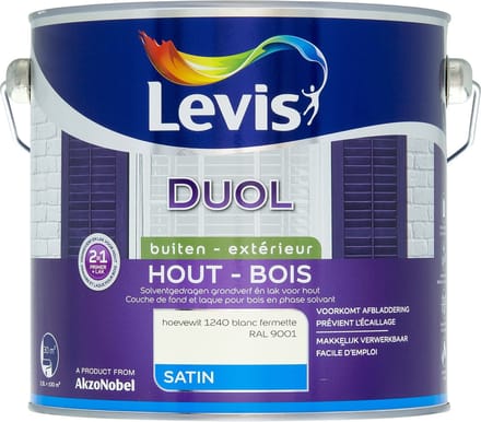 Levis - Duol Hout Buiten Satin - Hoevewit - 2,5 L