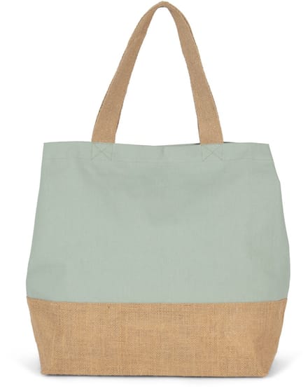 Kimood Shopper van jute- & katoencanvas KI0235 - Sage / Natural - One size