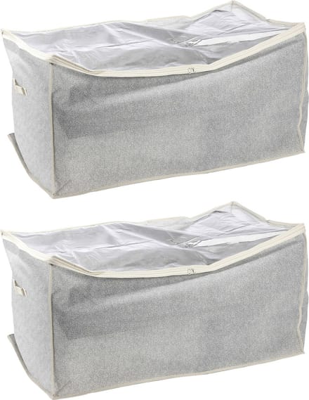 MSV opbergtas/beschermhoes beddengoed/kleding - 2x - grijs - polyester - 91 x 53 x 47 cm