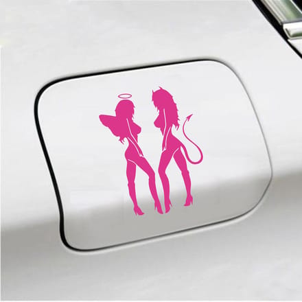 Bumpersticker - Engeltjes - 14 X 10 - Roze
